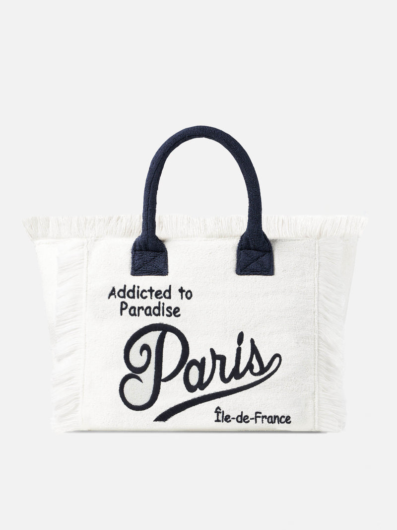 Borsa a spalla Vanity in spugna con ricamo Paris