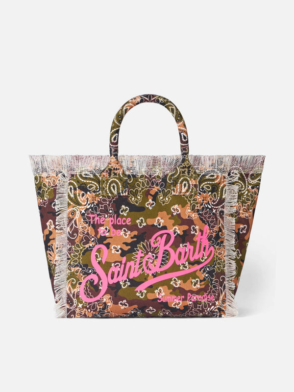 Borsa a spalla Vanity in canvas con stampa mimetica bandana