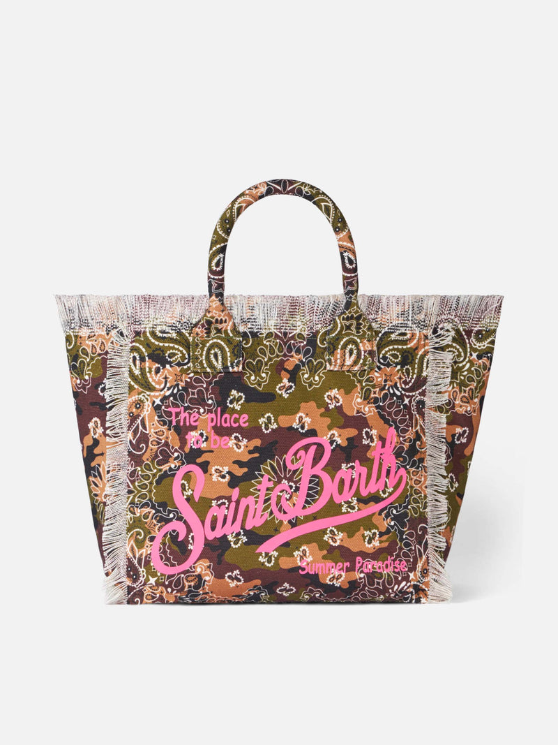 Borsa a spalla Vanity in canvas con stampa mimetica bandana