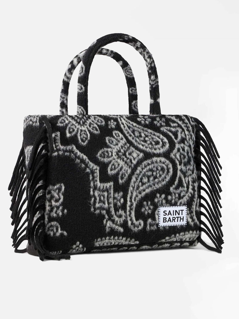 Vanity blanket shoulder bag with black bandanna print