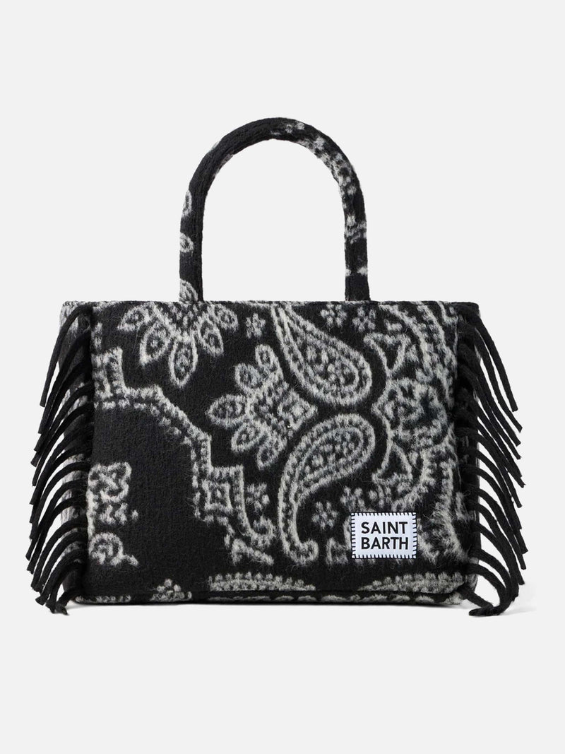 Vanity blanket shoulder bag with black bandanna print