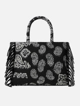 Vanity blanket shoulder bag with black bandanna print