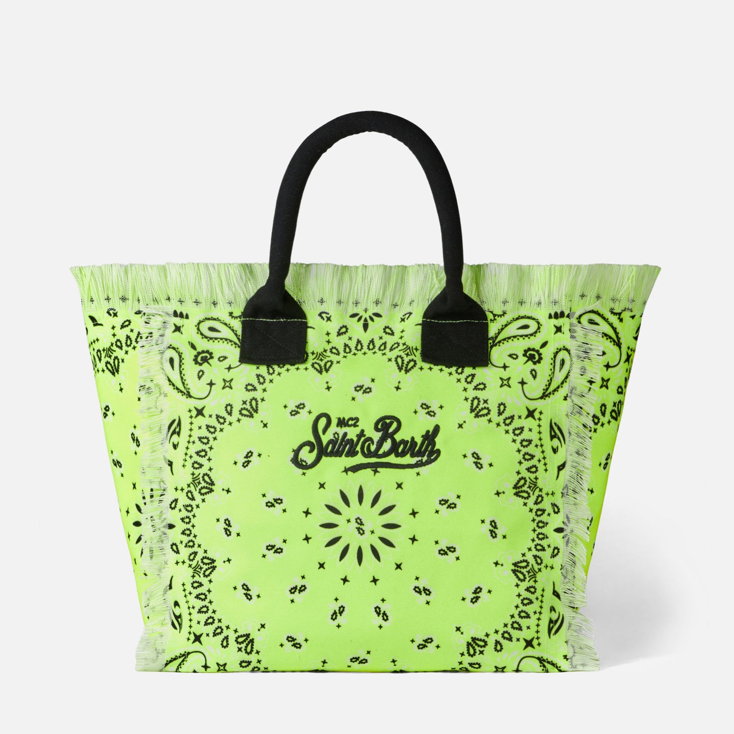 Vanity fluo yellow shoulder bag with bandanna print