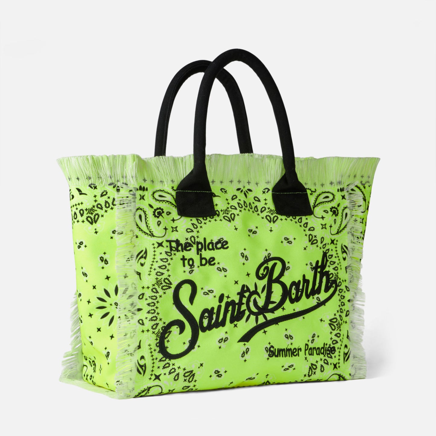 Vanity fluo yellow shoulder bag with bandanna print