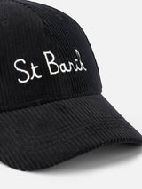 Damen-Baseballkappe aus Cord mit St. Barth-Stickerei