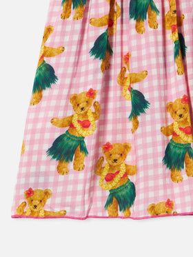Cotton dress Lola with hawaian bear print