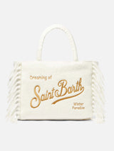 Vanity blanket white shoulder bag with fringes