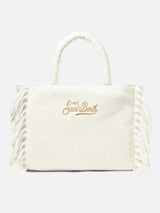 Vanity blanket white shoulder bag with fringes