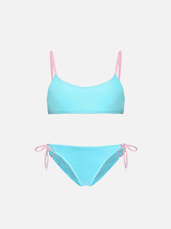 Lost in St. Barth embroided writing girl's bralette bikini