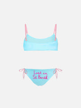 Lost in St. Barth embroided writing girl's bralette bikini