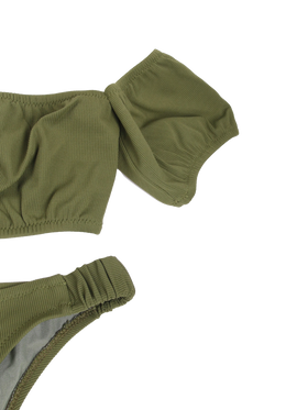 Woman military green swim briefs