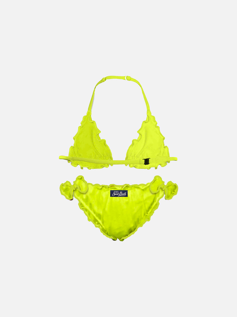 Bikini a triangolo giallo fluo da bambina