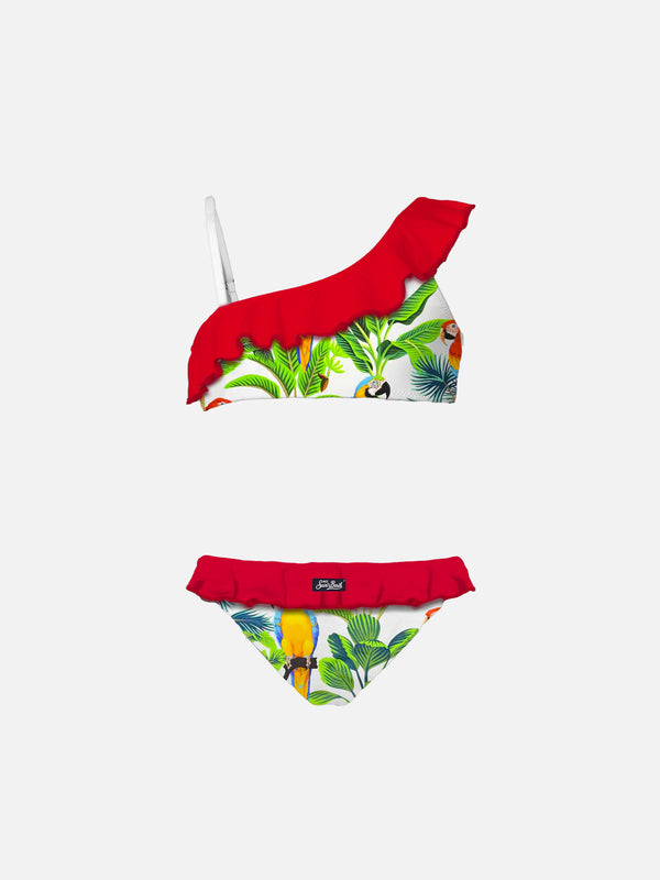 Bikini da bambina monospalla con volant