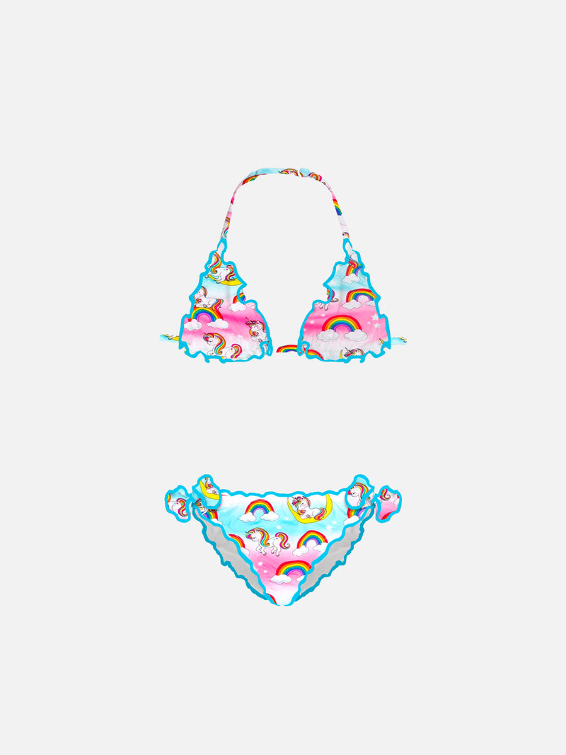 Mädchen-Triangel-Bikini mit Einhorn-Print