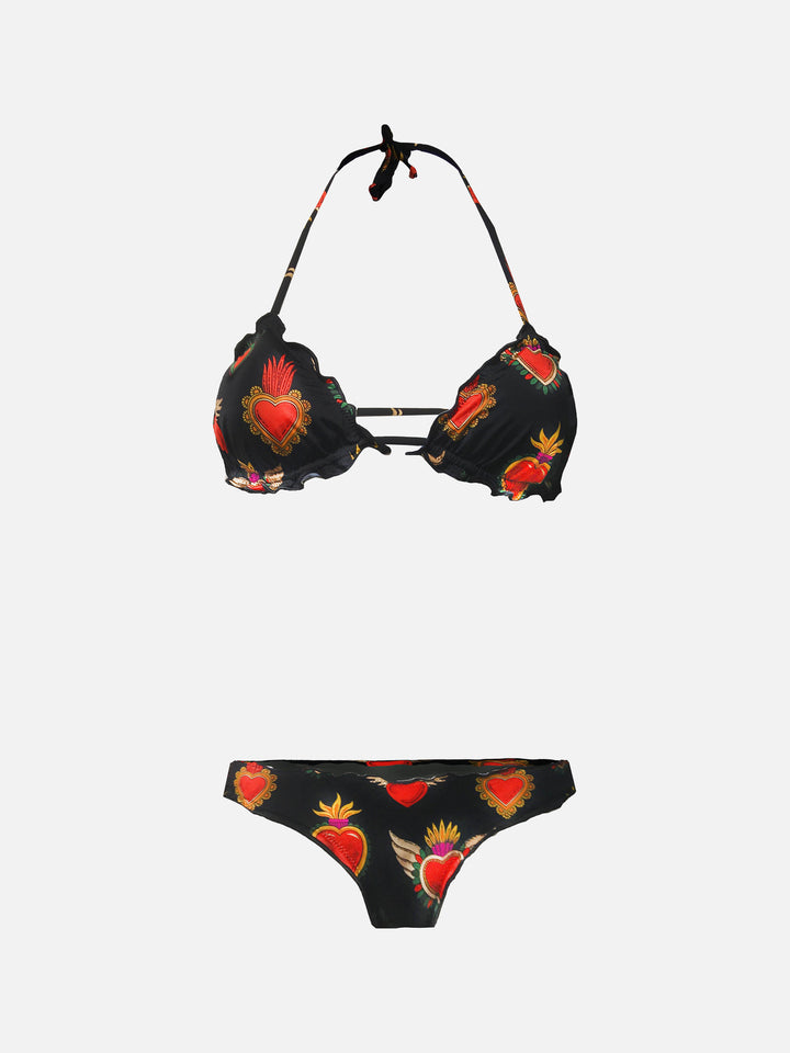Woman cheeky swim briefs with heart print - MC2 Saint Barth