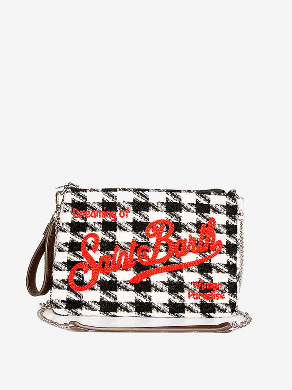 Pouch a tracolla Parisienne in lana pied de poule