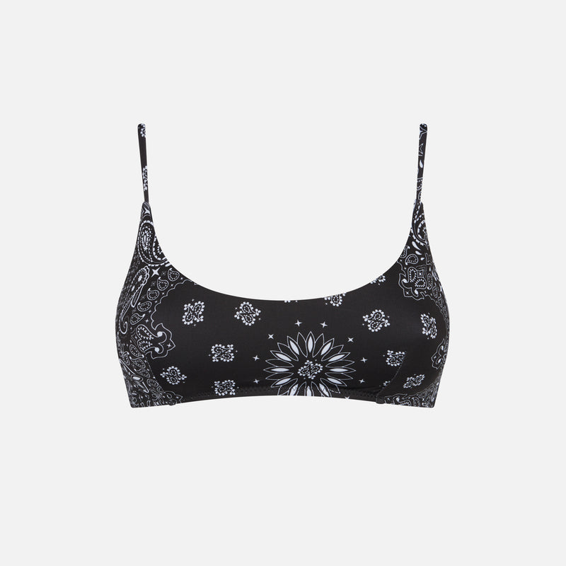 Costume bralette donna nero con fantasia bandana