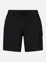 Bequeme und elastische Herren-Badeshorts in Schwarz