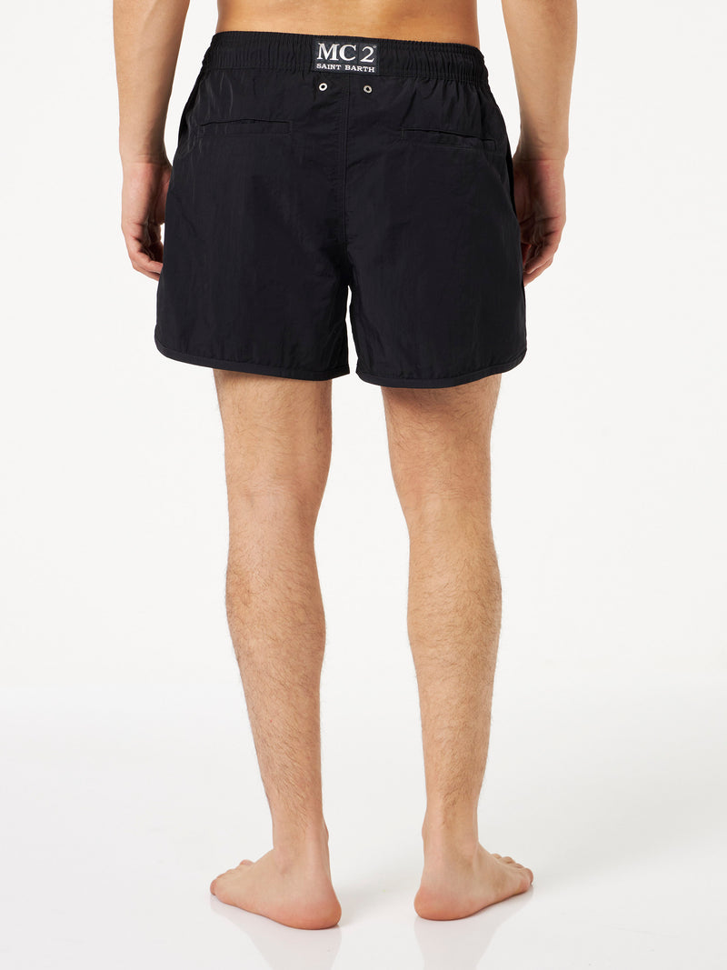 Herren-Badeshorts mit seitlichem Logo und Kontrast