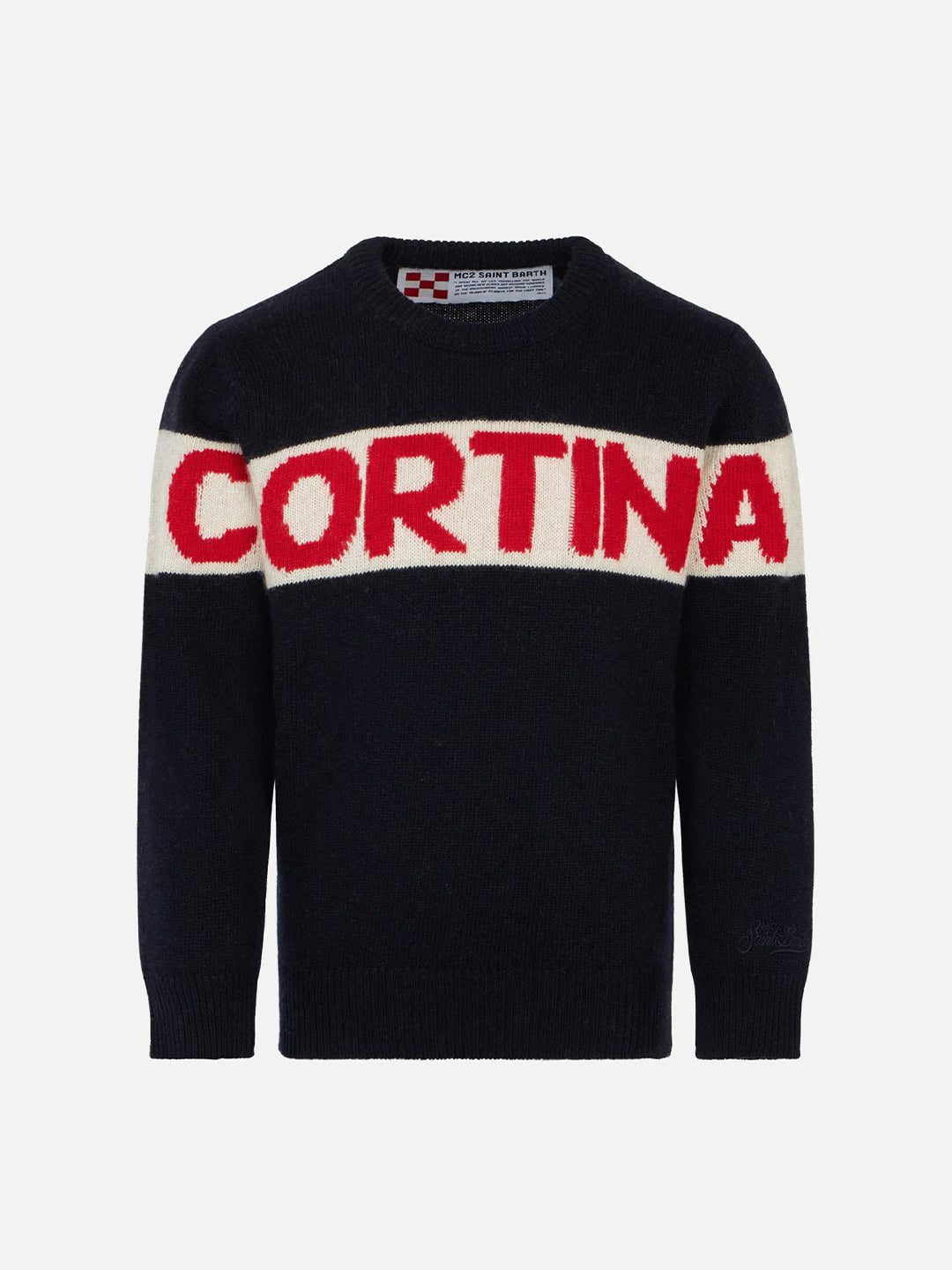 Blue boy sweater Cortina red graphic - MC2 Saint Barth