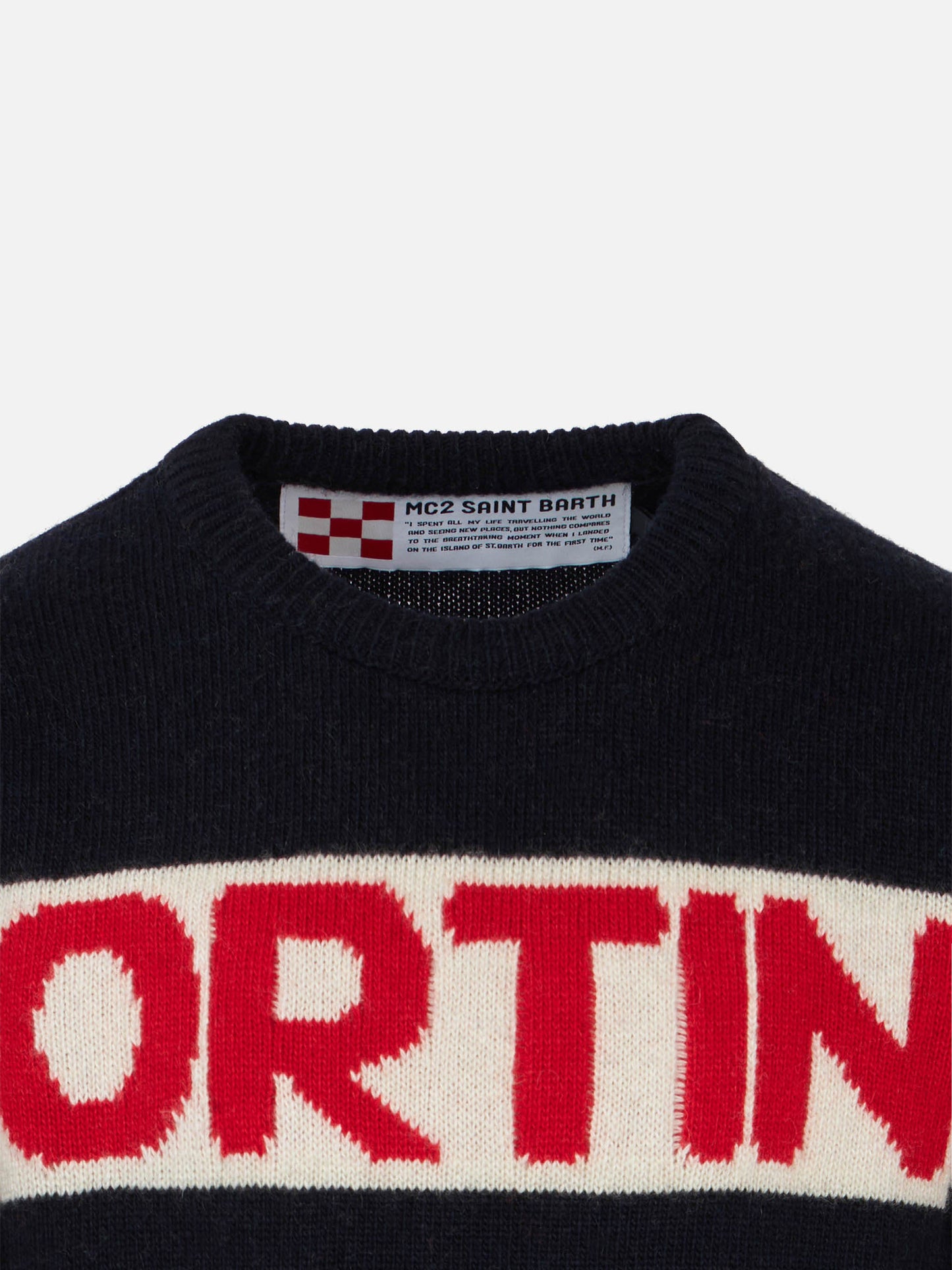 Blue boy sweater Cortina red graphic - MC2 Saint Barth
