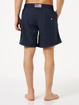 Blaue, marineblaue Herren-Badeshorts aus Komfort und Stretch