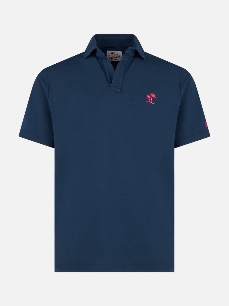 Polo da uomo in jersey di cotone blu navy