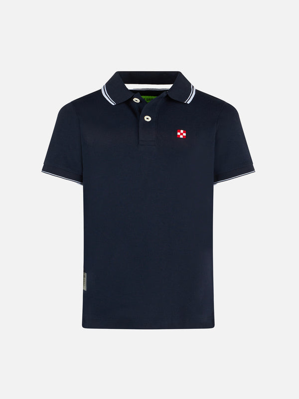 Blaues Piquet-Polo mit St. Barth-Logo