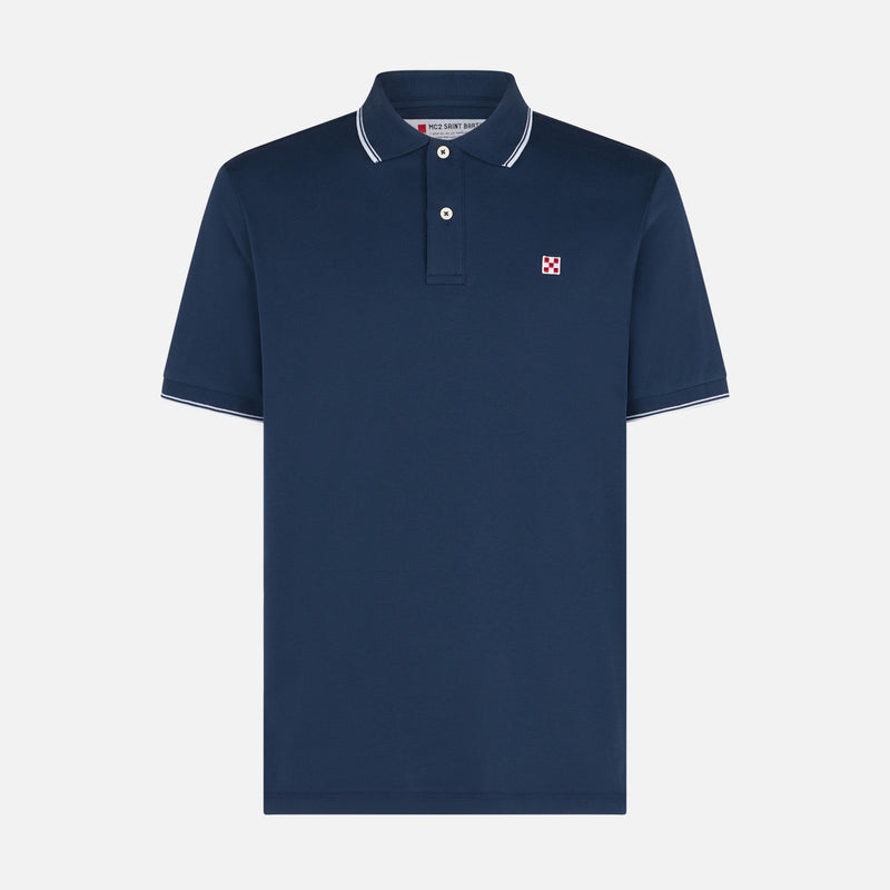 Polo piquet blu navy con logo St. Barth