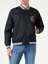 Man blue navy jacket with parrots embroidery