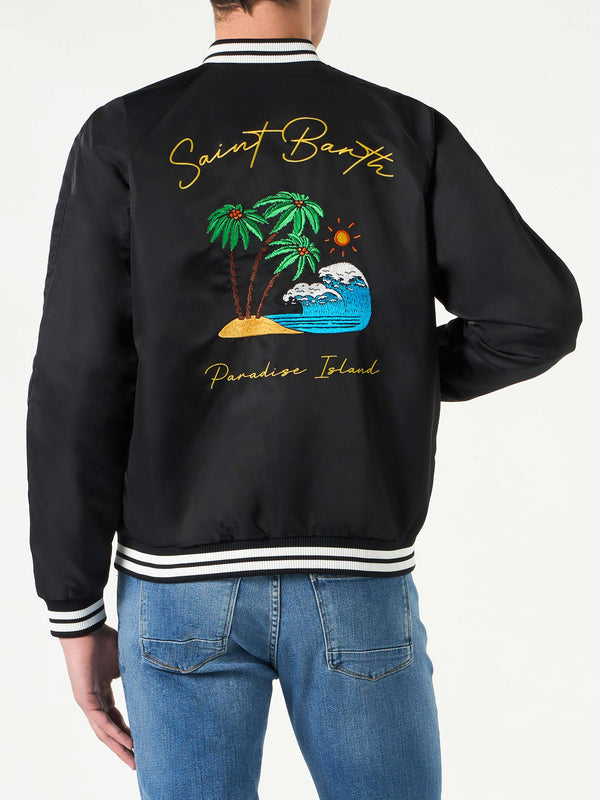 Man black jacket with Saint Barth island embroidery