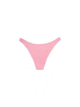 Woman pink crinkle swim briefs