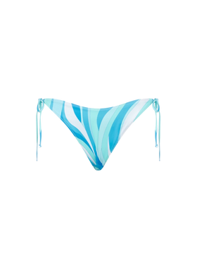 Slip mare donna con fantasia a onde azzurre