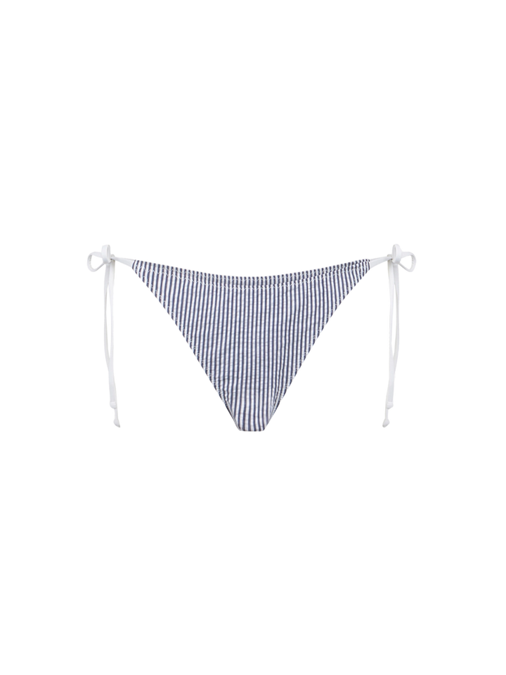 Bikini da donna a triangolo in seersucker con stampa a righe