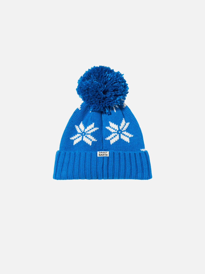 Boy blue beanie with norwegian pattern