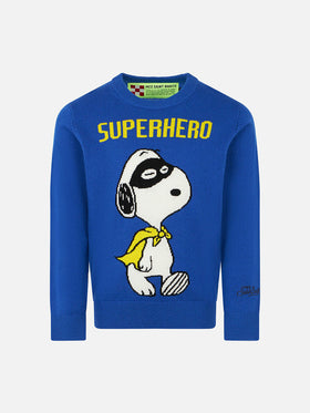 Maglione da bambino blu stampa Snoopy Superhero | SNOOPY - EDIZIONE SPECIALE PEANUTS™