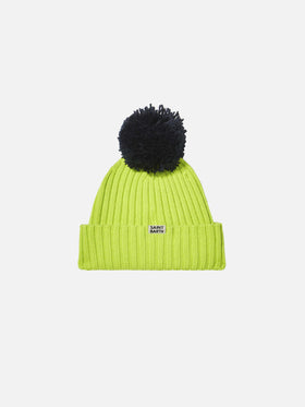 Boy fluo yellow beanie with pompon