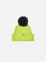 Berretto da bambino giallo fluo con pompon