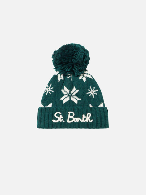 Boy green beanie with norwegian pattern - MC2 Saint Barth
