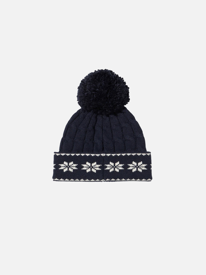 Boy navy blue beanie with pompon