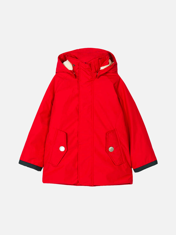 Boy hooded red parka jacket Voyager Jr