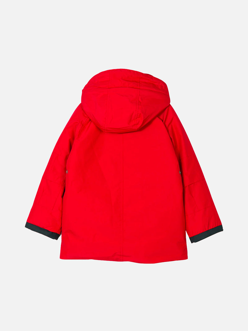 Roter Parka mit Kapuze für Jungen