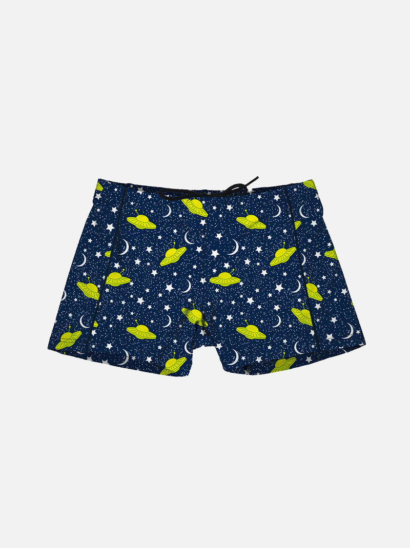 Ufo print boy lycra swim briefs