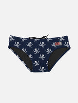 Slip da bagno da bambino blu navy micro stampa pirati