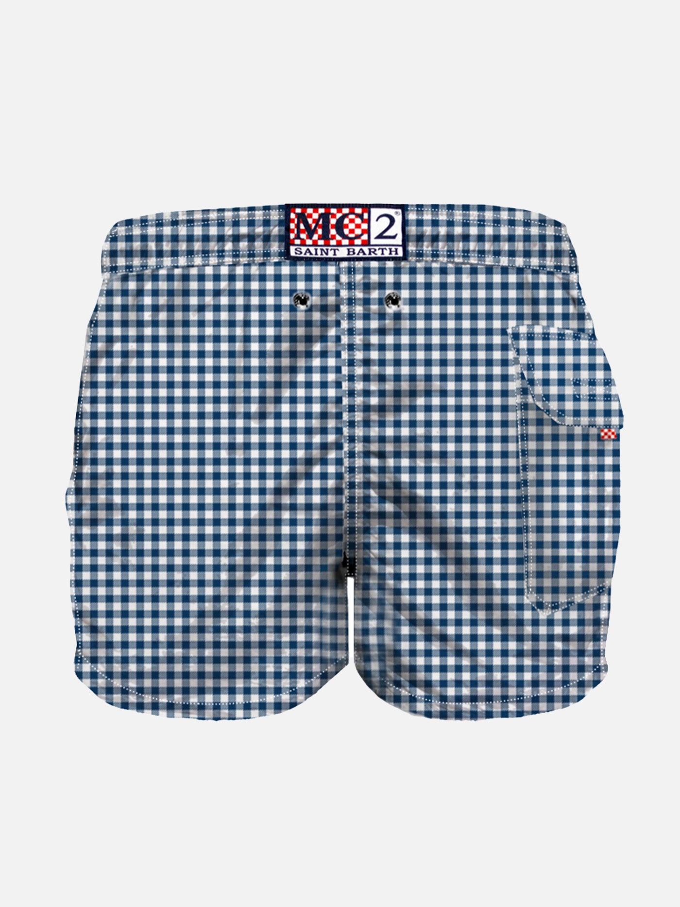 Badeshorts für Jungen mit blauem Vichy-Muster