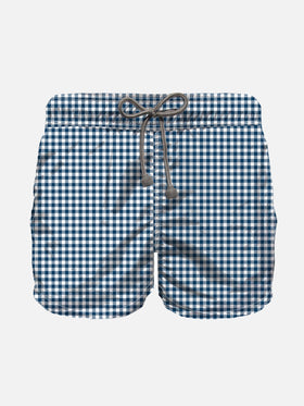 Badeshorts für Jungen mit blauem Vichy-Muster
