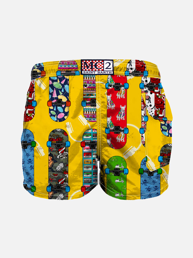 Boy swim shorts with Skateboard print