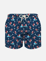 Boy light fabric swim shorts with Santa Claus print