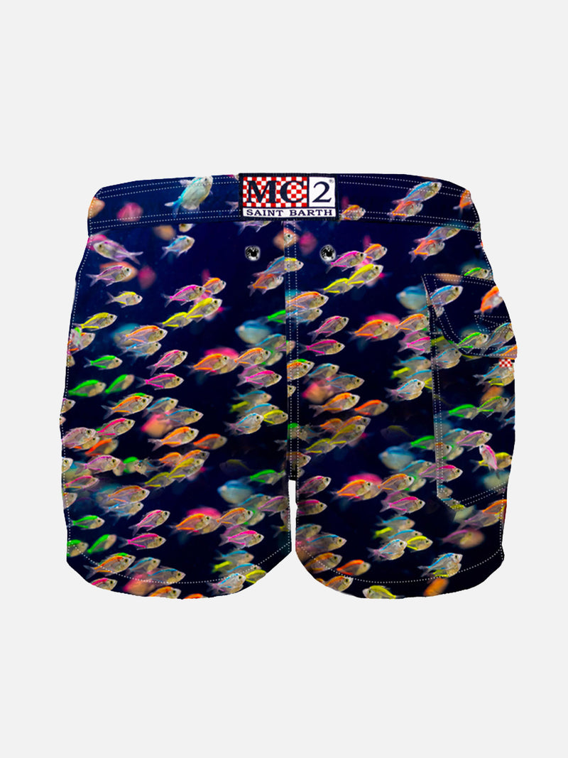 Fishes Print Boy Swim Trunk