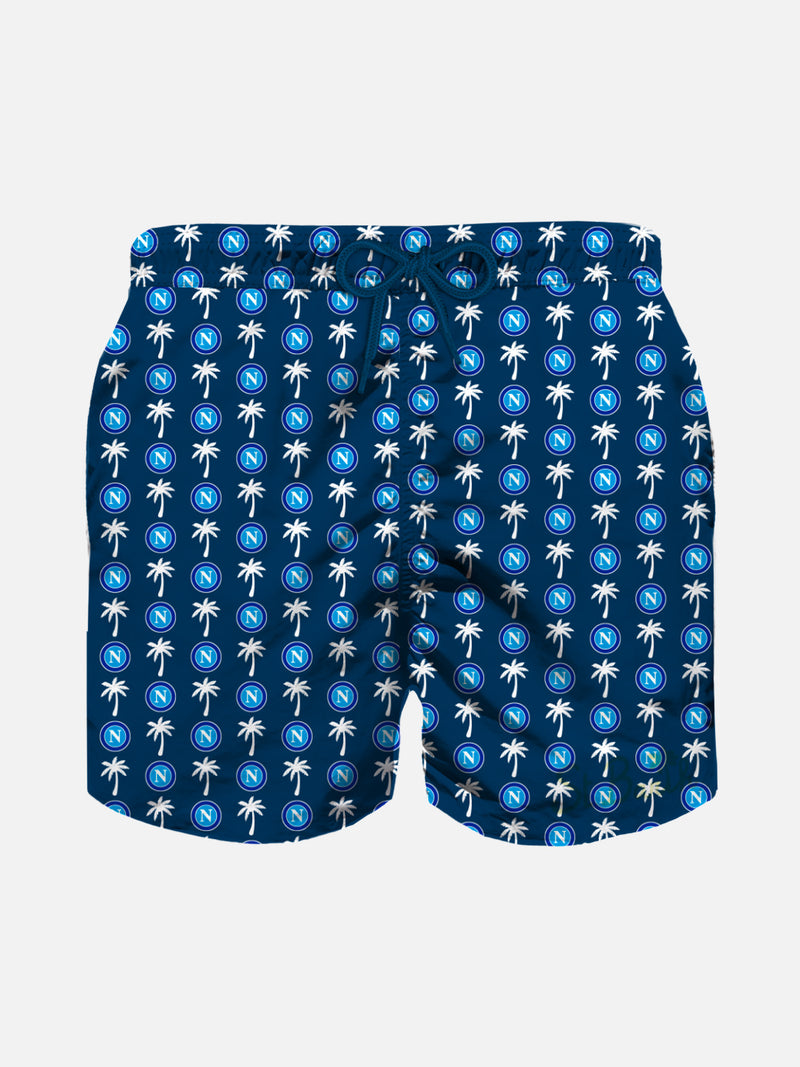 Boy light fabric swim shorts with Napoli logo print | SSC NAPOLI SPECIAL EDITION